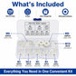 Nylon washer kit with clear storage box and assorted white nylon O-shaped washers