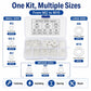 Nylon washer kit with multiple sizes of white washers arranged in organizer case