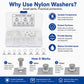 Nylon washer kit with sorted white washers and clear case for insulation and protection