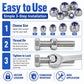 Anti-slip hexagonal nut plug set with shiny silver nuts and blue threaded inserts