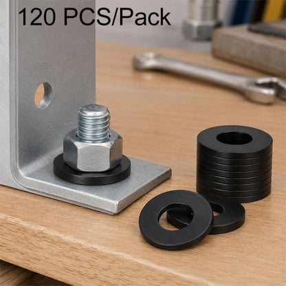 Black nylon flat washers and insulating round spacers with hex bolt, assorted pieces