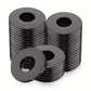 Stacked black round nylon flat washers with center holes, assorted set