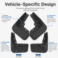 Four-piece black splash flap set with contoured shape and mounting holes