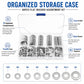 Open organized storage case holding flat metal washer assortment with separate washers along bottom