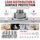 Flat metal washers with one hex-head bolt and washer stack shown above assorted pieces
