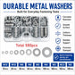 Silver round flat washers assortment kit arranged in divided storage