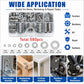 Flat washer assortment kit with multiple silver washers and metal brackets