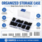 Organized storage case holding multiple compartments of black M3 self-tapping screws