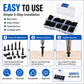 Easy-to-use black self-tapping screws kit in clear organizer case