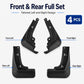 4 pcs splash flap set for front-left, front-right, rear-left, rear-right positions
