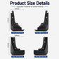 Mud flap size details: black front and rear splash guards with mounting points