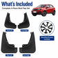 Front and rear black mud flaps set with included mounting screws