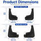 Black front and rear mud flap set with mounting holes, two-guard layout