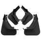Four black wheel splash flaps, front and rear pieces for installation