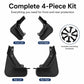 Complete 4-piece set of black splash flaps with included mounting hardware