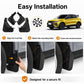Black wheel splash flaps with mounting hardware for fast installation