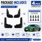 Black 4-piece mudguard set with included mounting screws for front and rear