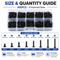 Black self-tapping screws in clear organizer case with several screws shown below