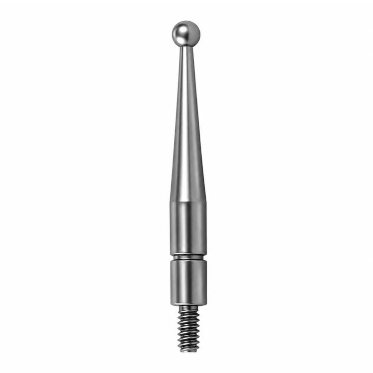 Stainless steel ball tip probe with threaded M6 base and silver contact ball
