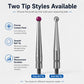 Two ball tip probes: purple ruby tip and silver steel tip, both with threaded ends