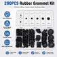 Rubber grommet assortment kit in organizer box with black grommets