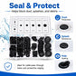Rubber grommet seal kit in organizer box with black rings and grommets