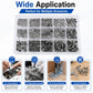 Clear storage box showing assorted hex nuts, screws, and washers by size