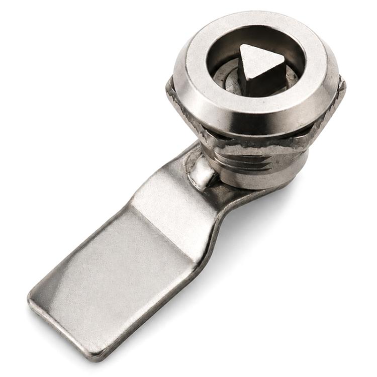 Stainless steel triangular key lock with round face and latch lever