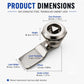 Stainless steel triangular cabinet lock with latch tab and threaded body