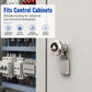 Stainless steel triangular cabinet lock mounted on control cabinet door panel
