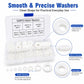 White nylon flat washers in clear compartment box, round insulating spacers