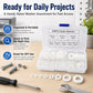 White round nylon flat washers with assorted sizes in plastic organizer box