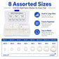 Clear organizer box holding white nylon flat washers, multiple sizes across compartments