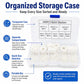 Clear organizer case with compartments of white nylon flat washers, assorted sizes