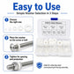White nylon flat washer assortment kit with washers arranged for easy selection