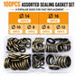 Assorted sealing gasket rings kit in clear plastic tray, mixed sizes