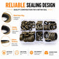 Assorted sealing gasket rings in clear organizer tray with metal and sealing inset views