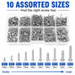Assorted M2 self-tapping screws set with multiple lengths stored in clear compartments