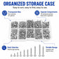 Organized storage case with separate compartments holding assorted M2 self-tapping screws