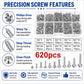 M2 self-tapping screw set showing Phillips-drive screws in divided clear organizer case