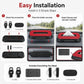 Red car tissue box holder with parking number display strip and included installation accessories
