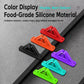 Silicone fishing rod holders in red, orange, black, purple, and green
