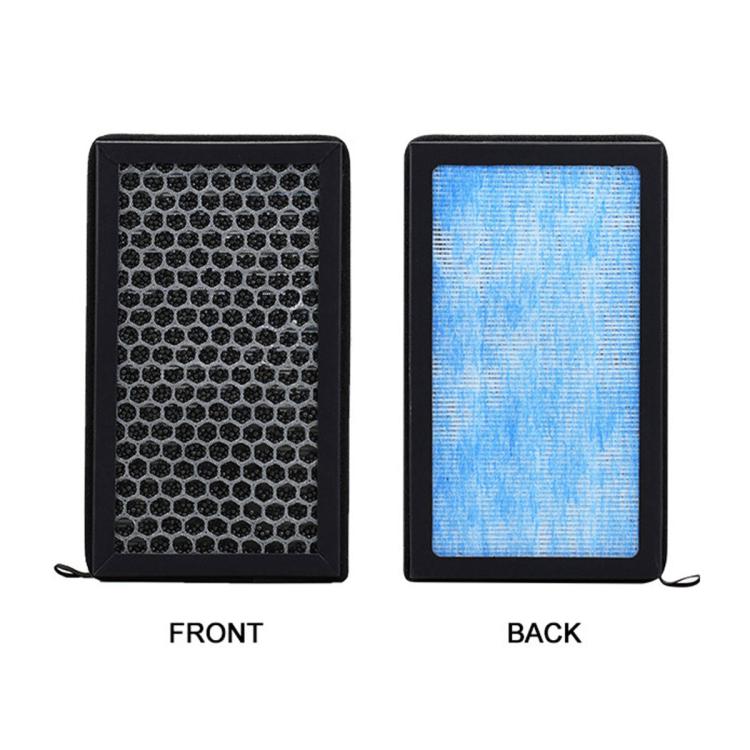 Cabin air filter element set: honeycomb front and blue-backed rear, black frame