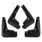 Black splash flap set, 4 fender guards with attachment holes and raised edges