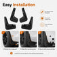 Set of black splash flaps with screw and clip attachment design for easy mounting