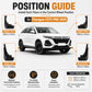 Black mud flaps set shown with front and rear wheel position pieces