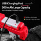 Red rechargeable fishing line knotter with USB charging port on top
