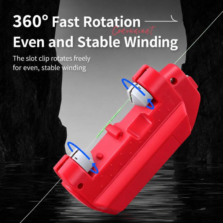 Portable red electric fishing line knotting tool with rotating slot clip