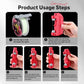Red fishing line knotting tool shown in hand with leader line spool clips