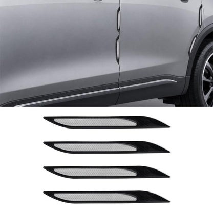 Reflective car fender vent sticker set with black trim and silver reflective stripe, 4 pcs